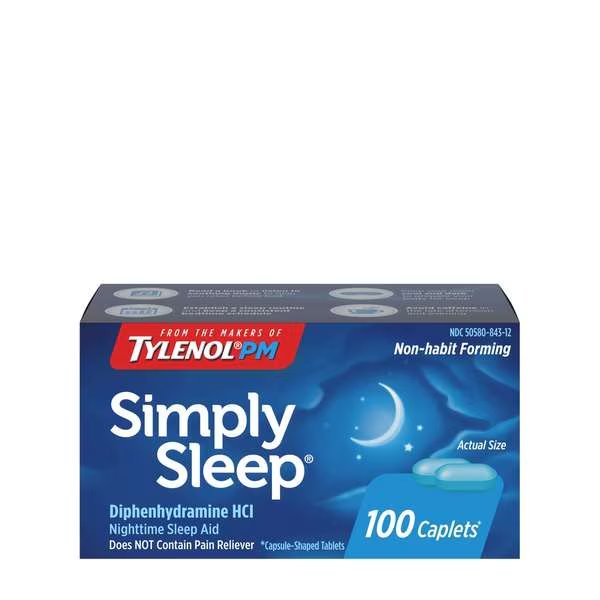 Nighttime Sleep Aid Caplets 100 Count, PK72, Simply Sleep, Mfr#: 3084310